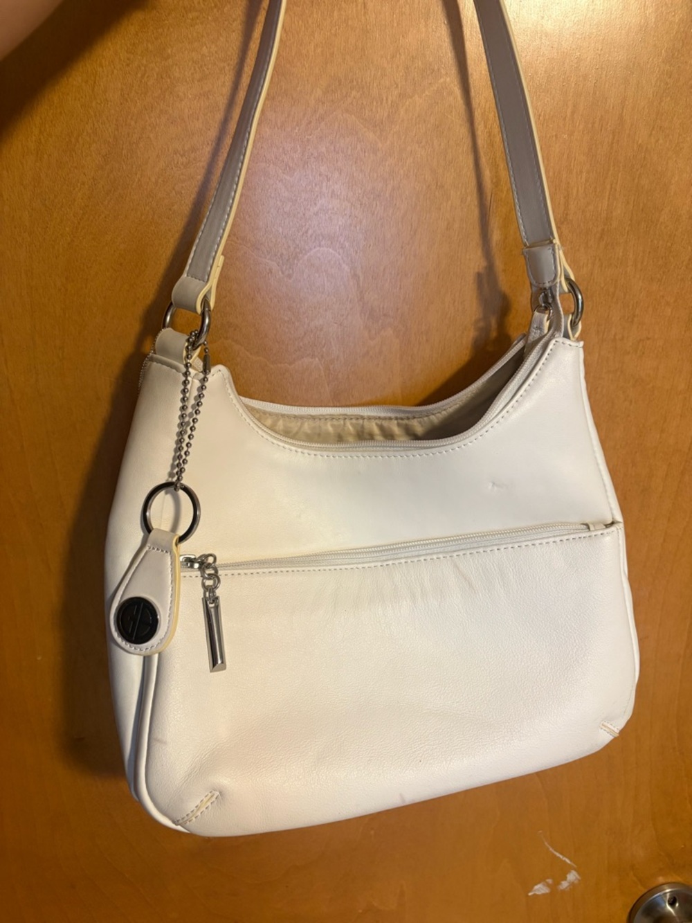 Giani Bernini Cream Shoulder Bag with Silver Hardware
